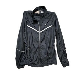 Nike Women's Nylon Rain Jacket‎  M Black Zip Up